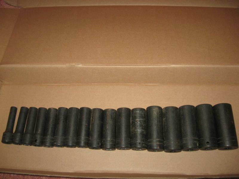 Snap on 10 to 27 mm socket metric 1/2" dr. impact deep 6-point (17 pcs.) 