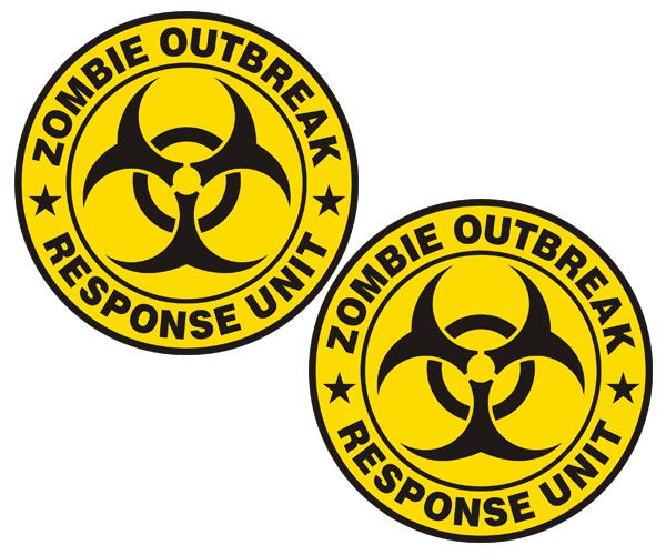 Zombie outbreak response unit decal set 3"x3" yellow control team sticker zu1