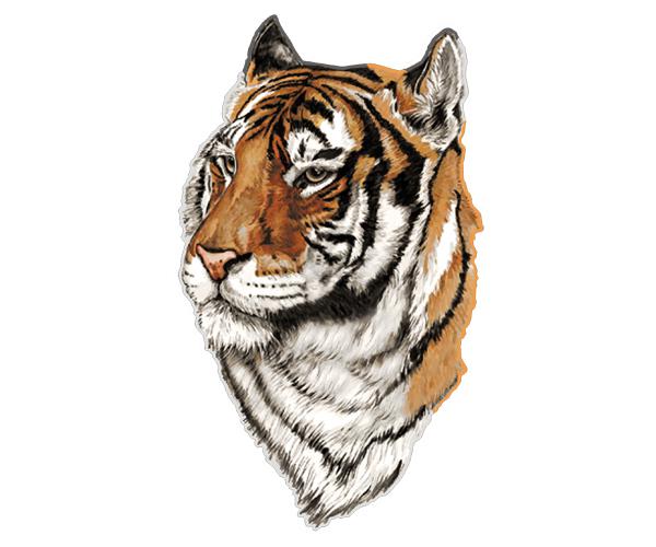 Tiger decal 5"x2.9" cat bengal siberian car vinyl bumper sticker (lh) zu1