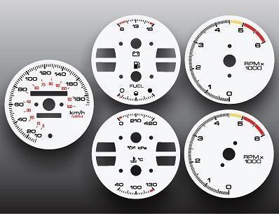 1986-1992 pontiac firebird metric kmh instrument cluster white face gauges