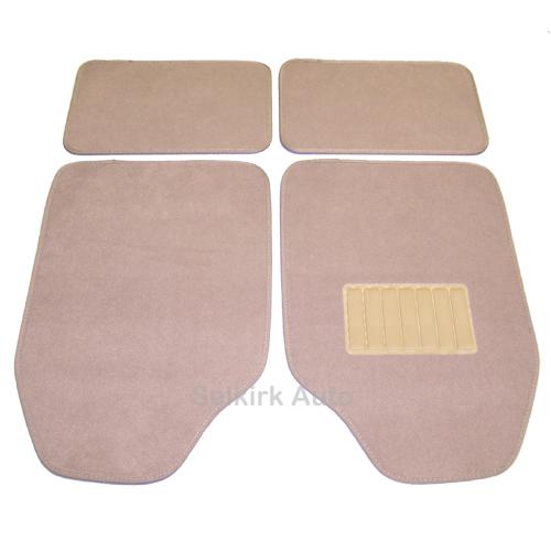 Set 4pc light tan semi-custom carpet floor mats front rear chevy chrysler & more