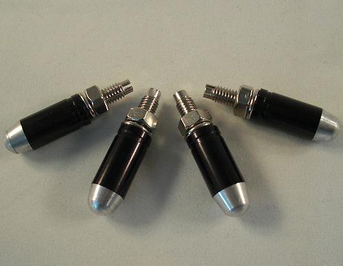 4 billet black & silver bullet license plate frame bolts - motorcycle fastener