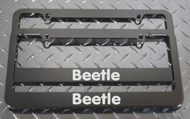 2 brand new volkswagen beetle gunmetal license plate frame + screw caps