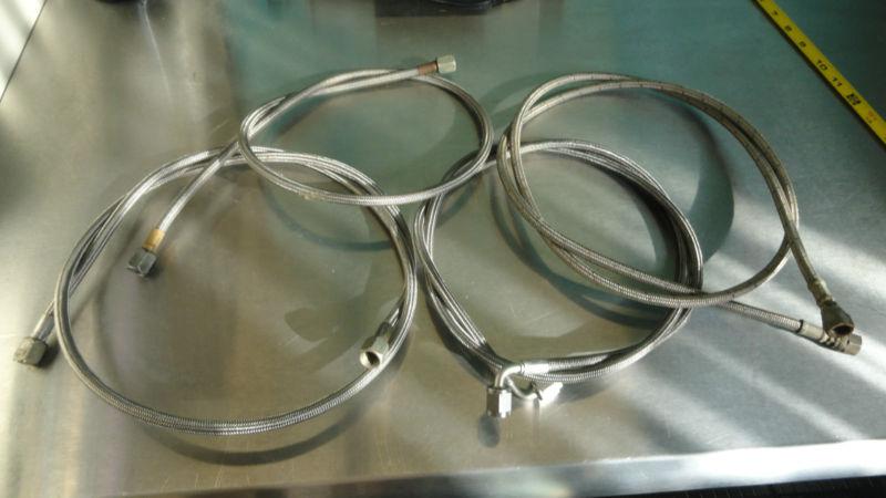 (4) nascar -4 racing brake line stainless steel braided 36" 48" 51" 59" fittings