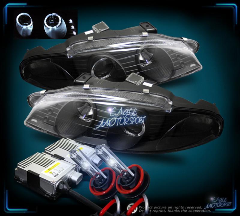 8000k hid eclipse black dual halo led projector headlight