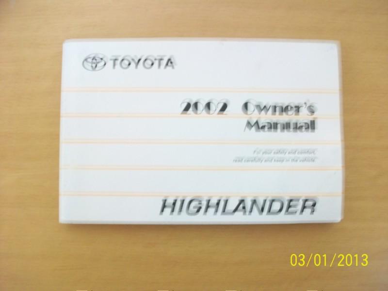 2002 toyota highlander  owners manual