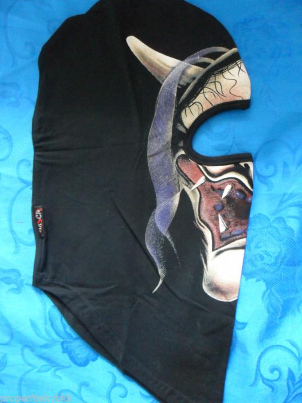 Masca protective cotton spandex balaclava face mask black demon ghost print new 