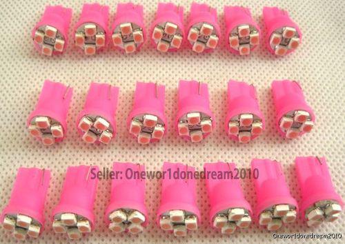 20pcs super t10 4-smd led wedge reading license plate light bulbs 168 194 pink