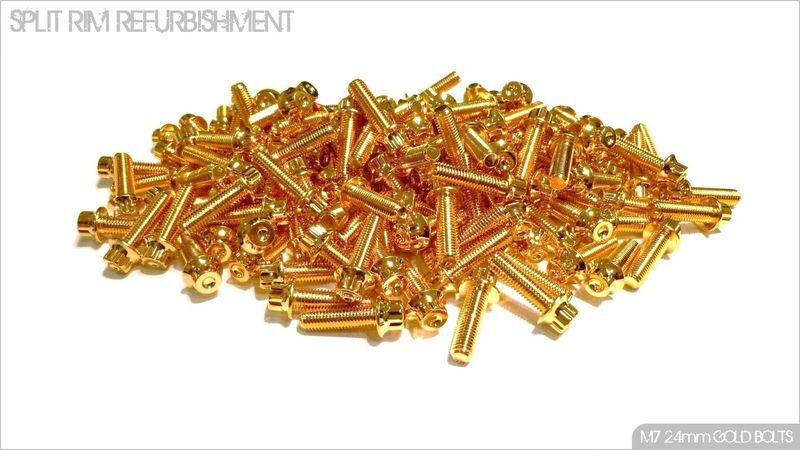 80x gold split rim bolts m7 x 24mm bbs lm wheels high tensile steel screws