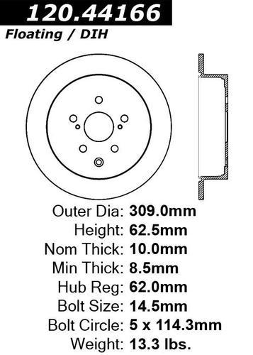 Centric 120.44166 rear brake rotor/disc-premium rotor-preferred