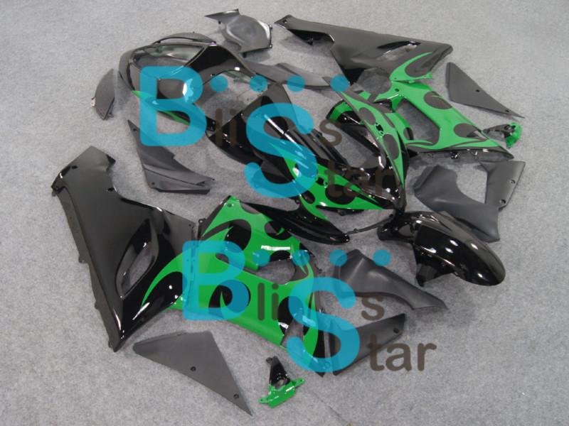 Fairing black green bodywork plastic fit ninja zx6r zx-6r 2005-2006 e43 w4