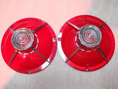 1963 63 ford galaxie 500 xl new tailight lenses with "star" backup chrome pair