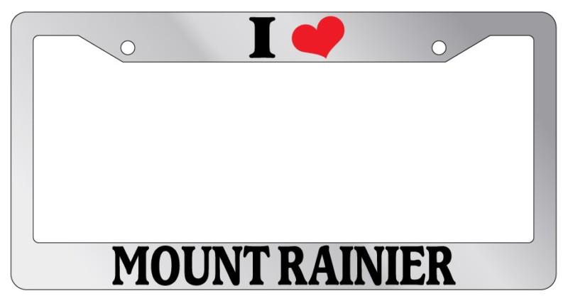 Chrome license plate frame i heart mount rainier auto accessory novelty