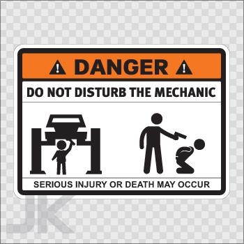 Decal sticker sign signs warning danger caution stay away mechanic 0500 z3623