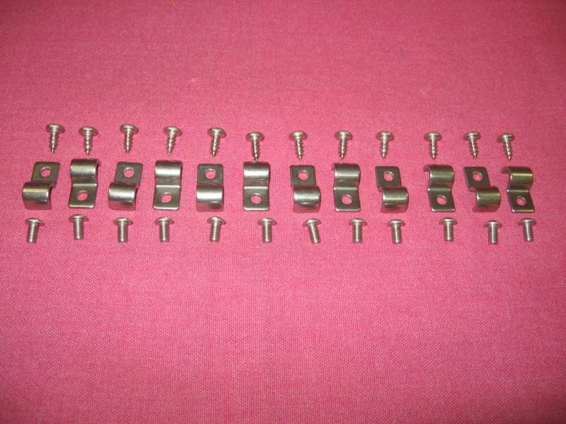 Brake, fuel, or transmission line clamps, 3/16 inch, s/s, w/screws, set of 12 