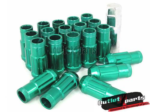 Drag wheels aluminum green extended open tuner 12x1.5mm 20 pcs mazda lexus eg ek