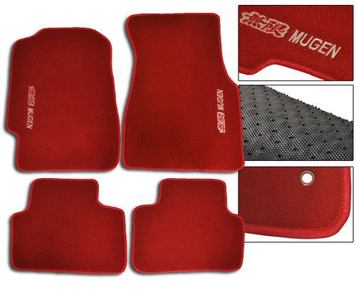 1992-1995 honda civic heavy nylon red carpet floor mats mat + mugen logo
