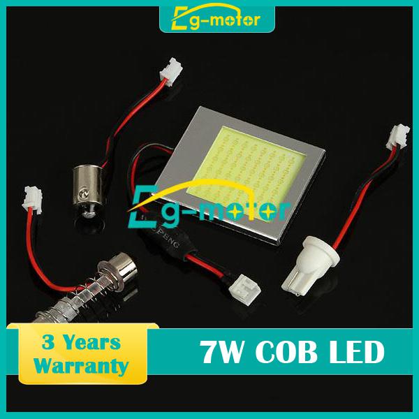 7w cob led car automobile interior dome festoon lamp light panel with adapter