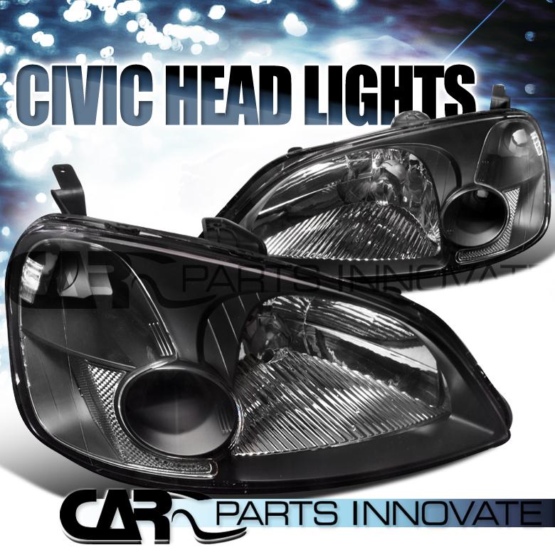 2001-2003 honda civic em es 2/4dr jdm black crystal headlights