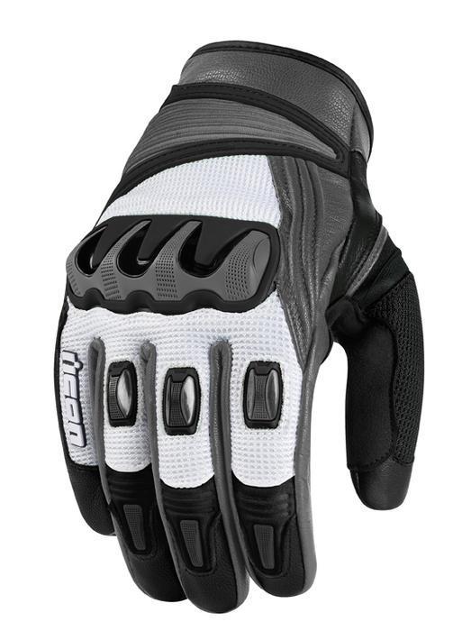 Icon compound mesh short motorcycle gloves gray lg/large