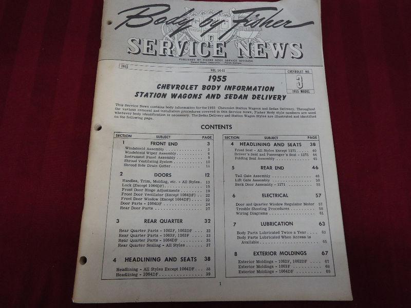 1955 chevrolet body information booklet