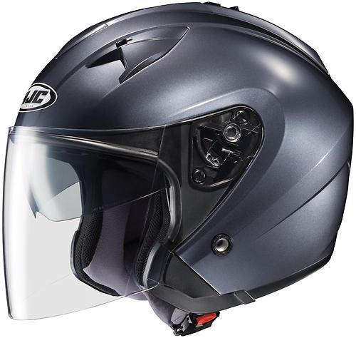 New hjc is-33 open-face adult helmet, metallic anthracite/dark gray, large/lg