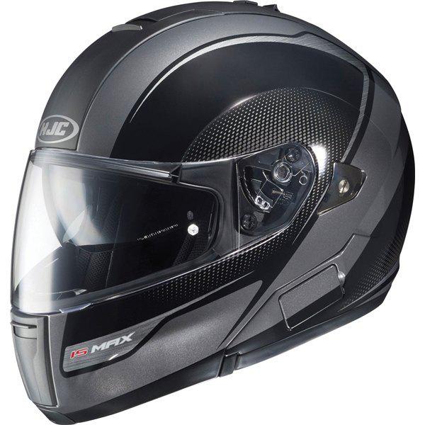 Black/grey l hjc is-max sprint bluetooth modular helmet