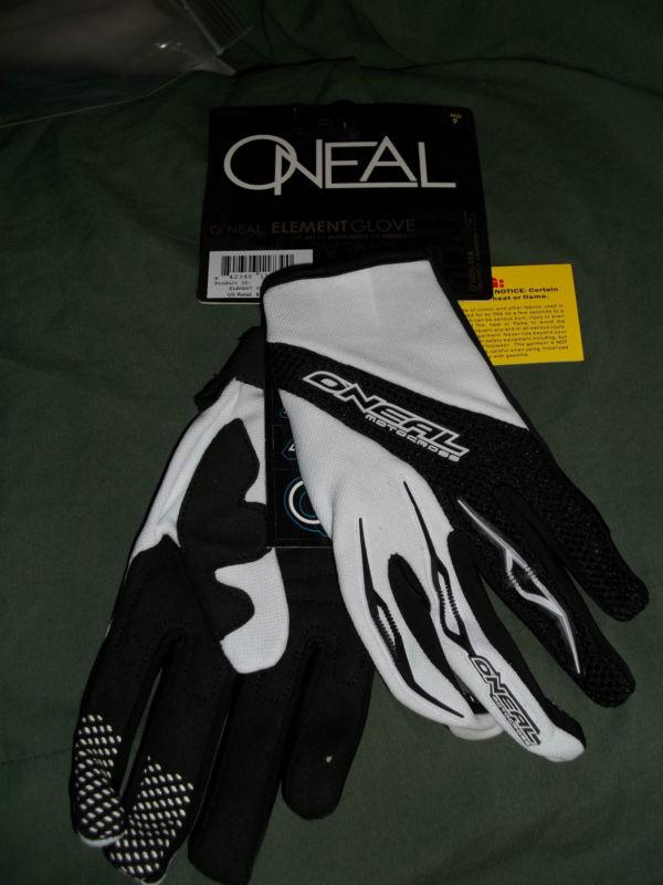 Oneal motocross racing gloves size youth lg 6 black and white