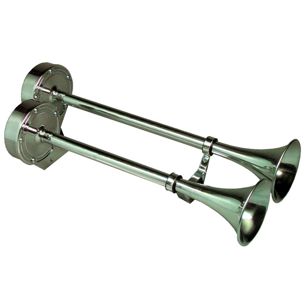 Ongaro deluxe ss dual trumpet horn - 24v 12428