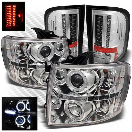 09-10 silverado halo projector headlights + philips-led perform tail lights set