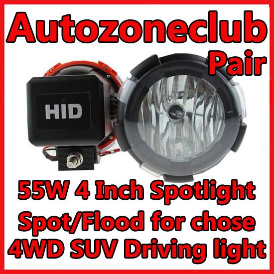 2 pcs 4inch ac 55w hid xenon spot / flood offroad light driving light 4wd suv