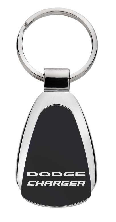 Dodge charger black tear drop keychain car ring tag key fob logo lanyard