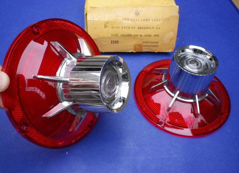 Nos 64 1964 ford galaxie 500 500xl tail light lens lamp lenses nors pair mint