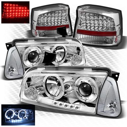 06-08 charger projector headlights + corner lights + led perform tail lights set