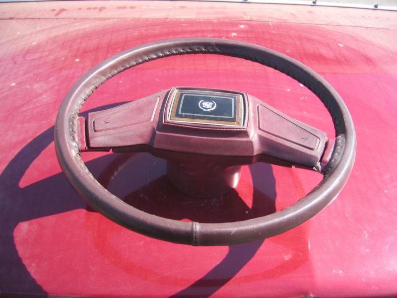 1977-1989 cadillac steering wheel,dark maroon,eldorado,fleetwood,seville,leather