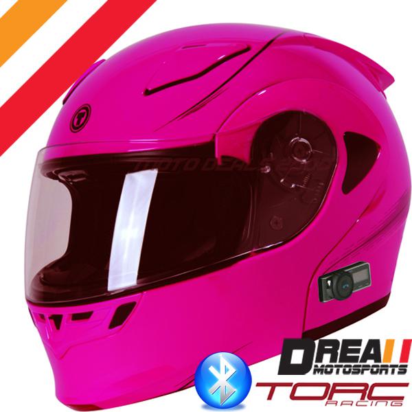 Torc t23 shogun glossy pink black modular flip up motorcycle helmet dot xs - xxl