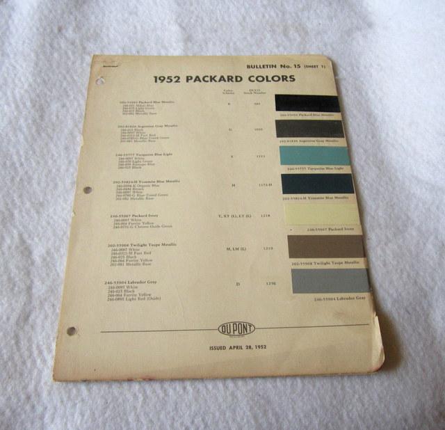 1952 packard paint chips colors dupont original 