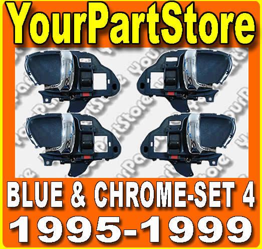 95-99 chevy suburban inside inner interior door handles front & rear chrome blue