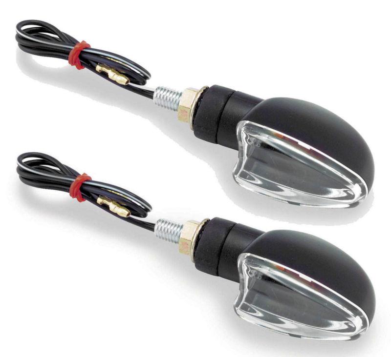 Bikemaster motorcycle v-shape marker lights turn signals black body clear lens