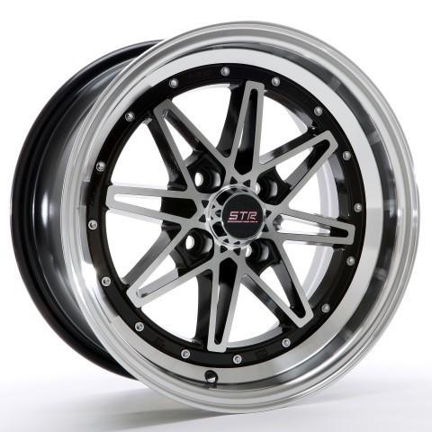 17'' str 505 black machine face&lip 17x9 4x100 +22 eg6 ek9 da dc2 e30 bmw 