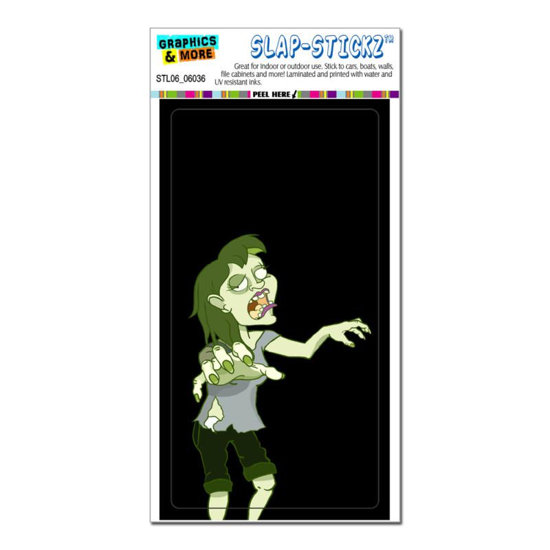 Zombie girl on black - undead - slap-stickz™ car window locker bumper sticker