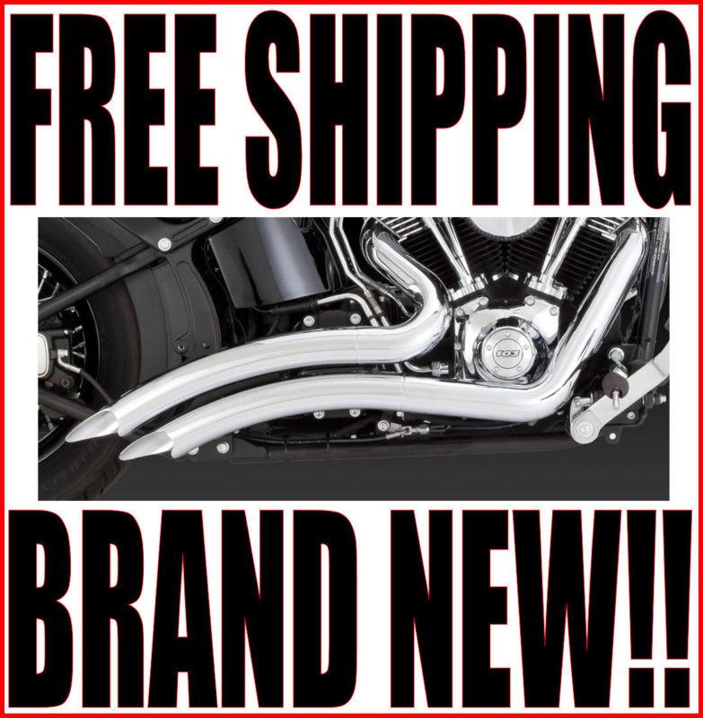 Vance & hines big radius exhaust pipes system kit 12-14 harley softail fxst flst