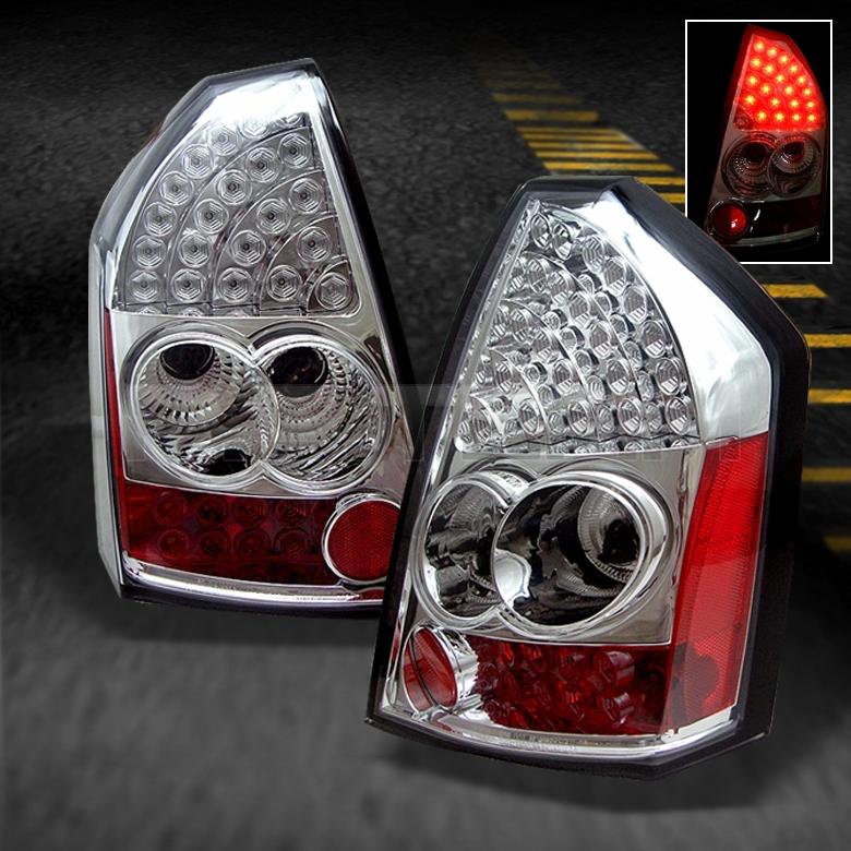 05-07 chrysler 300 sport sedan chrome clear full led tail brake lights lamps