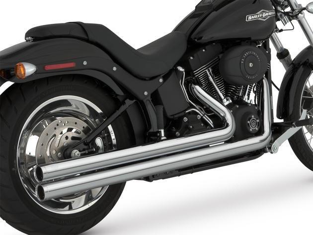 Vance & hines big shots long full exhaust chrome harley flstfi fat boy 01-06