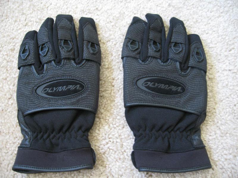 Olympia sports 750 men's black leather blend motorcycle gloves, size medium