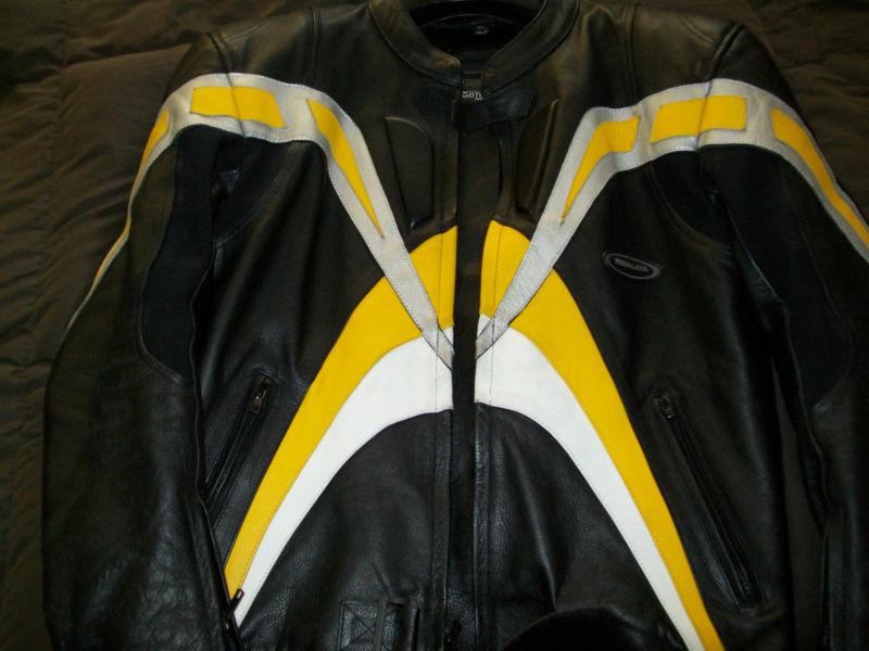 Himalaya 236 black and yellow mens leather motorcycle sport jacket