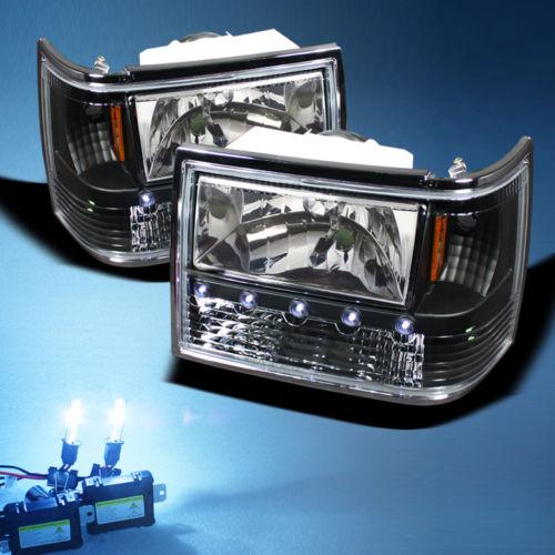 8000k xenon hid+black 93-98 grand cherokee drl led headlights w/bumper/corner