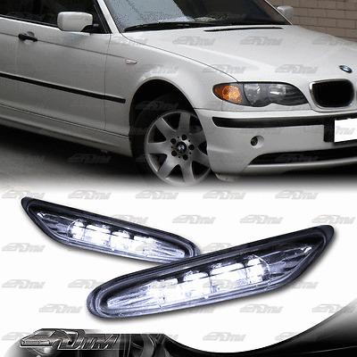 2002-2005 bmw e46 3-series sedan clear lens white led side marker light lamps