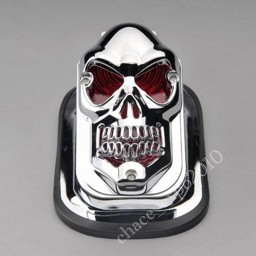 New motorcycle skull head lights brake license plate rear tail light for harley