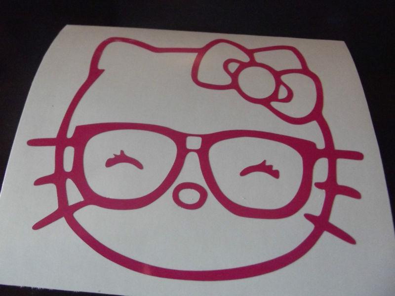 Hello kitty glasses logo car window  decal sticker (pink)